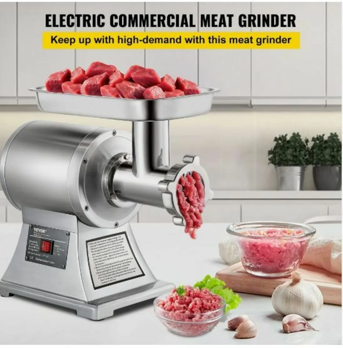 8500W Commercial Stainless Steel 450lbs Meat Grind - Image 2