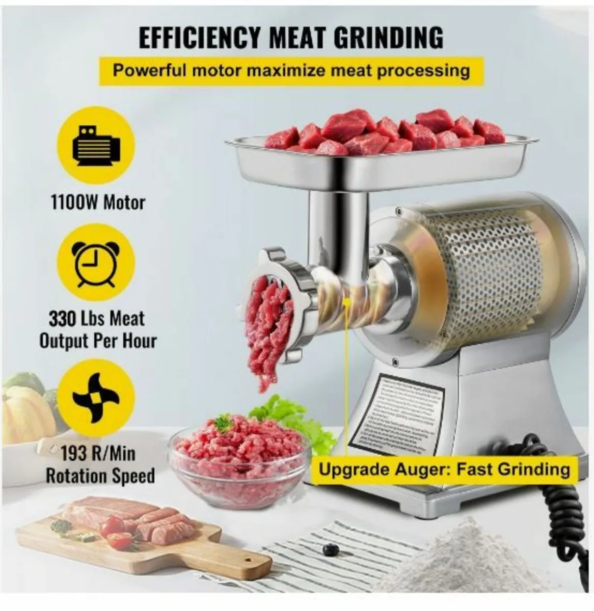 8500W Commercial Stainless Steel 450lbs Meat Grind - Image 3
