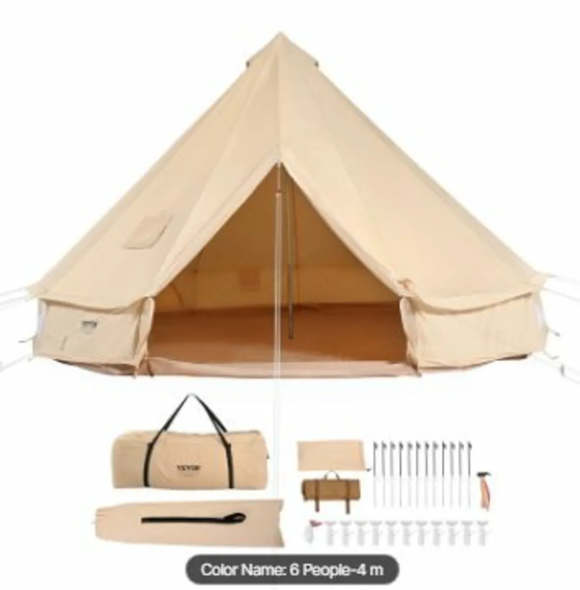 Canvas Bell Tent, 4 Seasons 4 m/13.12 ft Yurt Tent - Image 1