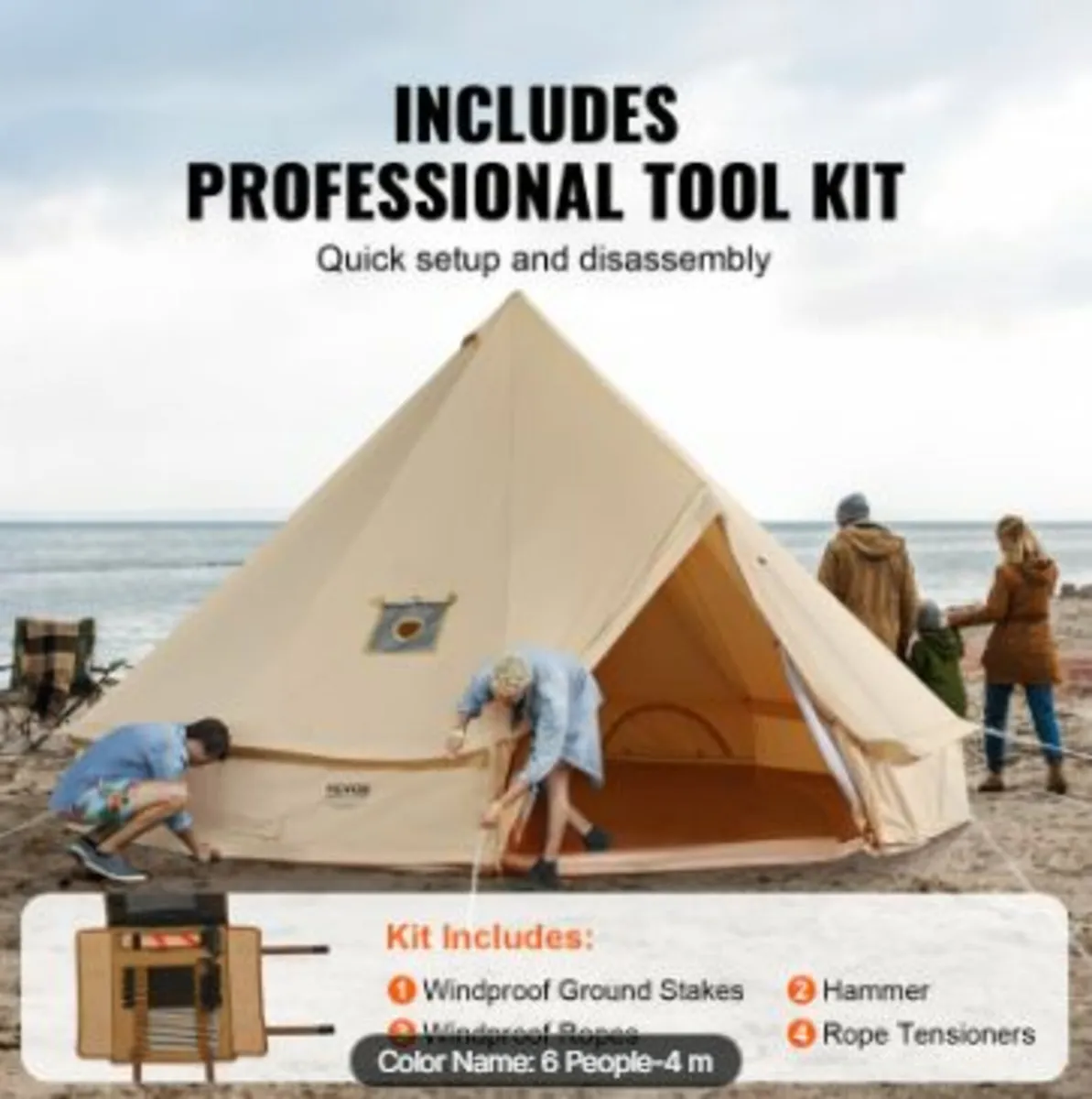 Canvas Bell Tent, 4 Seasons 4 m/13.12 ft Yurt Tent - Image 3