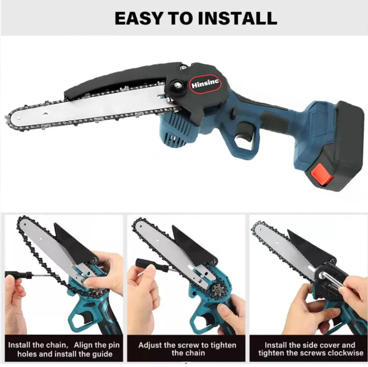 8 inch Mini Chainsaw Wood Cutter with 2 Batteries - Image 4