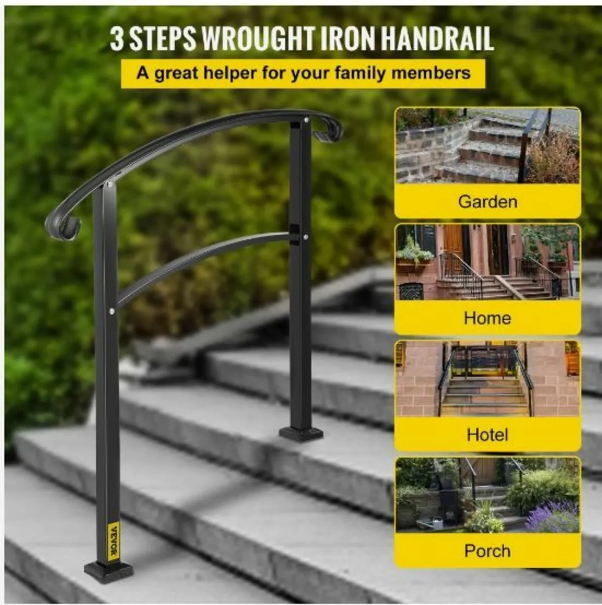 3-Step Transitional Handrail Fits 1 or 3 Steps - Image 2
