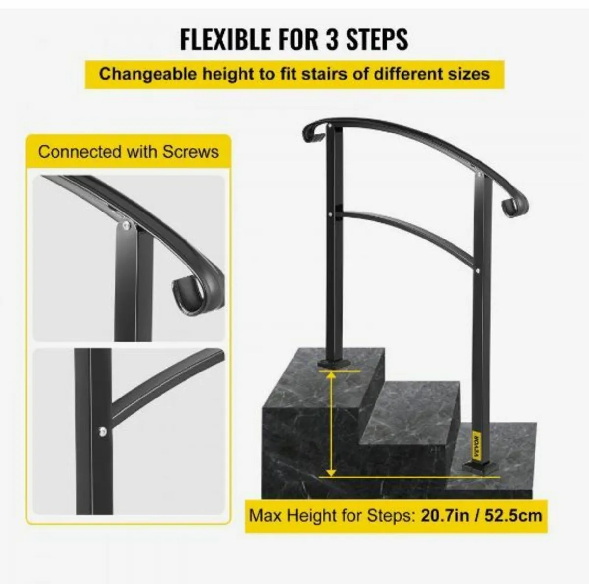 3-Step Transitional Handrail Fits 1 or 3 Steps - Image 3