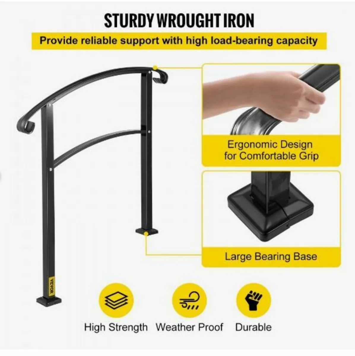 3-Step Transitional Handrail Fits 1 or 3 Steps - Image 4