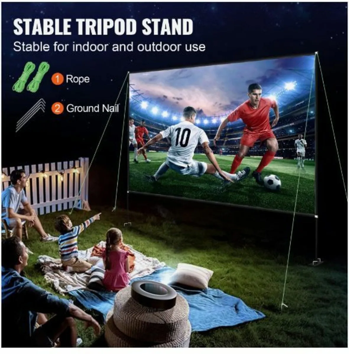 Outdoor Movie Screen w/ Stand, 150" Portable - Image 3