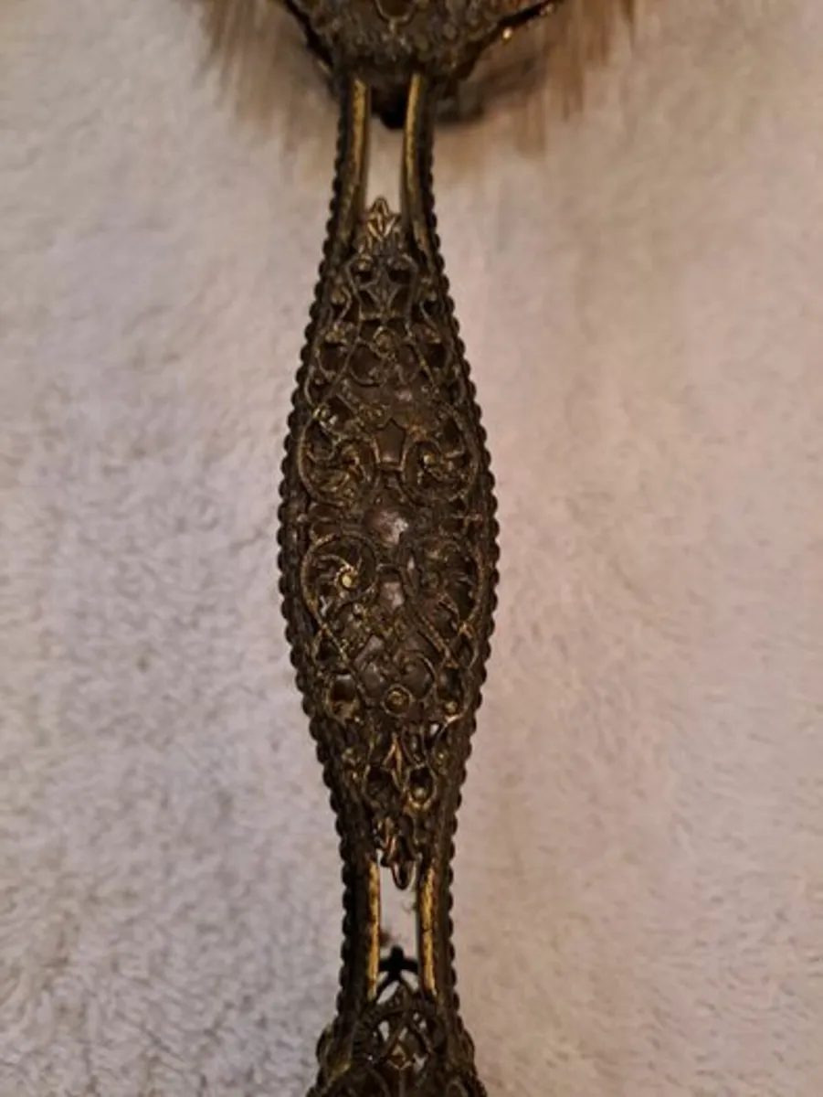 Vintage tappestry backed brush and mirror - Image 4