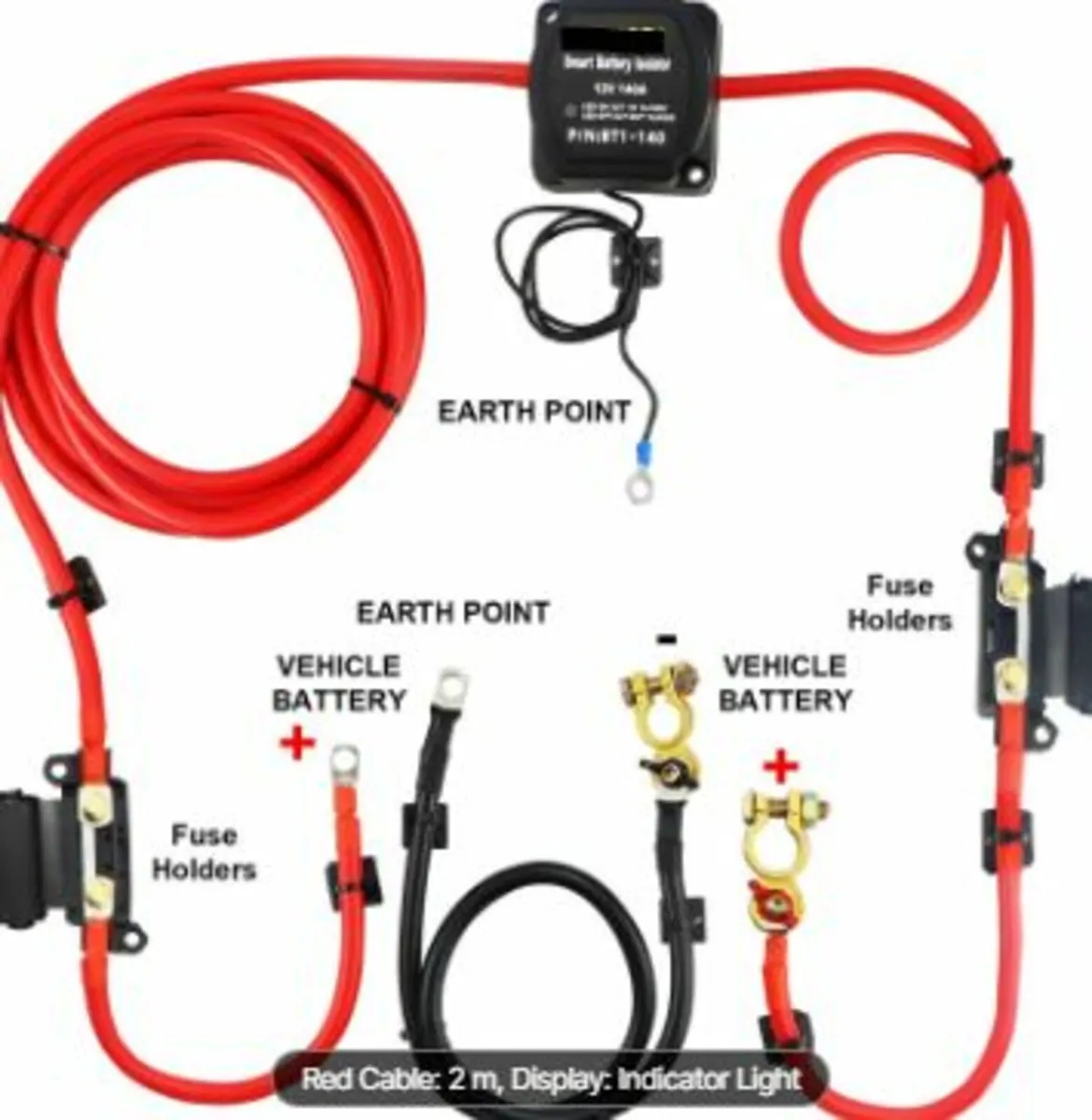 Split Charge Relay Kit, 2mtr 12V, Automatic Dual B - Image 1