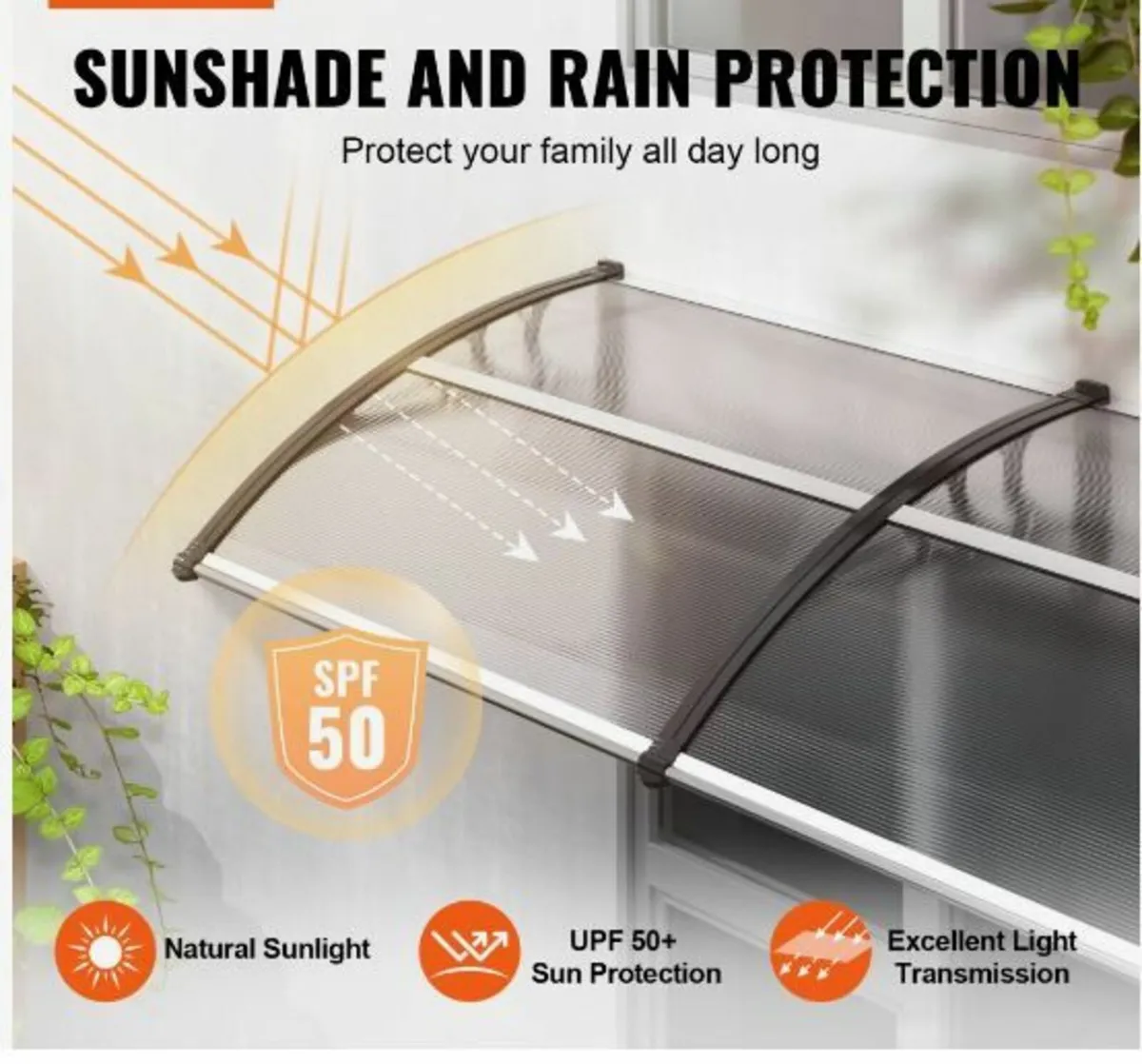 Window Door Awning Canopy, 38" x 117" Door - Image 2