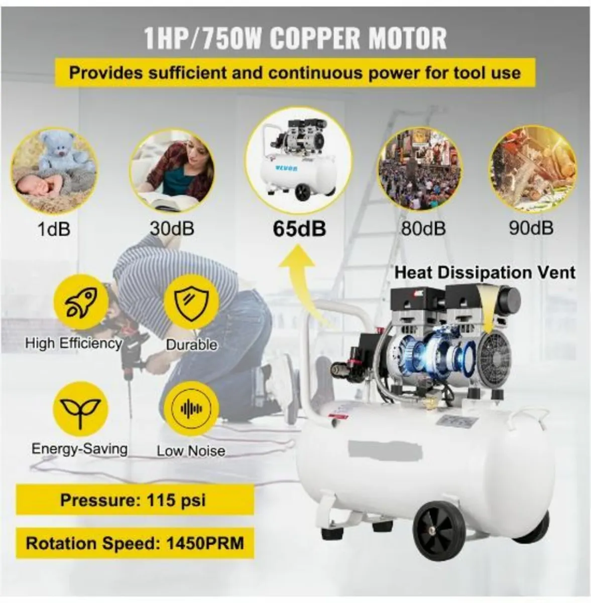 Air Compressor 11 Gallon, Ultra Quiet Air Compress - Image 4