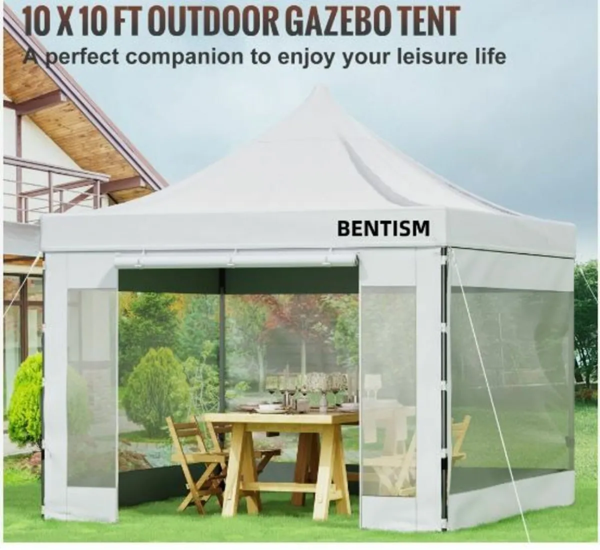 10 x 10 FT Pop Up Canopy Tent, Outdoor Patio Gaze - Image 2
