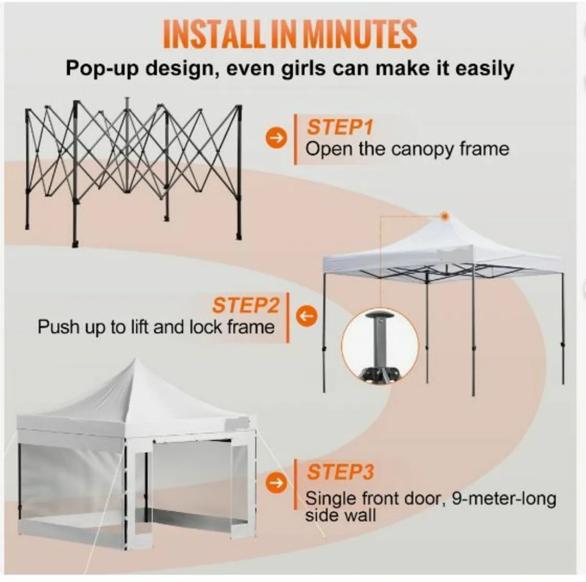 10 x 10 FT Pop Up Canopy Tent, Outdoor Patio Gaze - Image 3