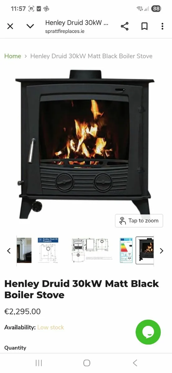 HENLEY DRUID 30kw BACK BOILER STOVE - Image 1