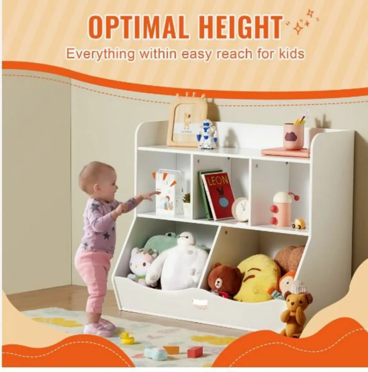 Wood Kid Storage Cubby, Toy Storage Organizer - Image 2