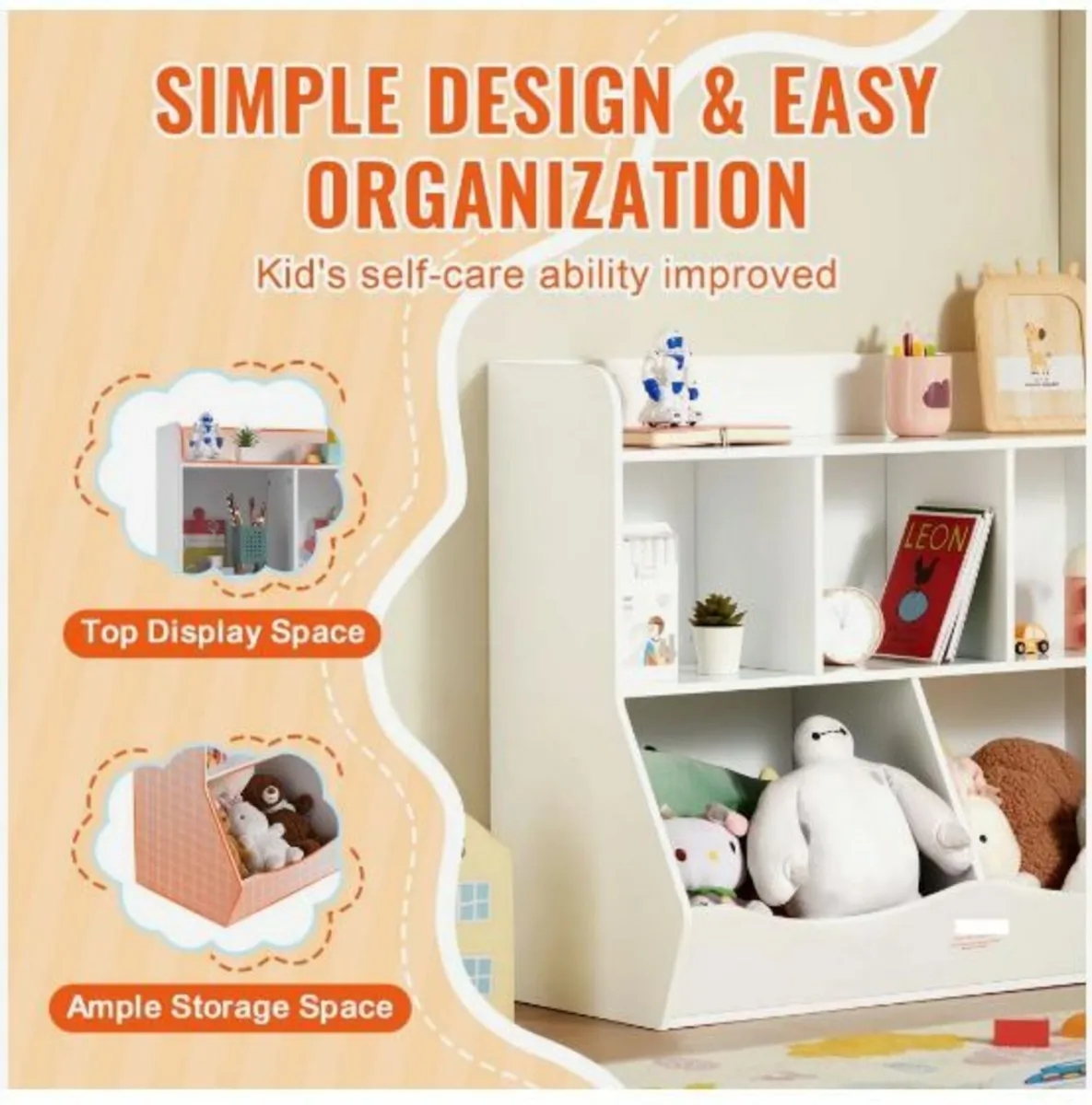 Wood Kid Storage Cubby, Toy Storage Organizer - Image 3