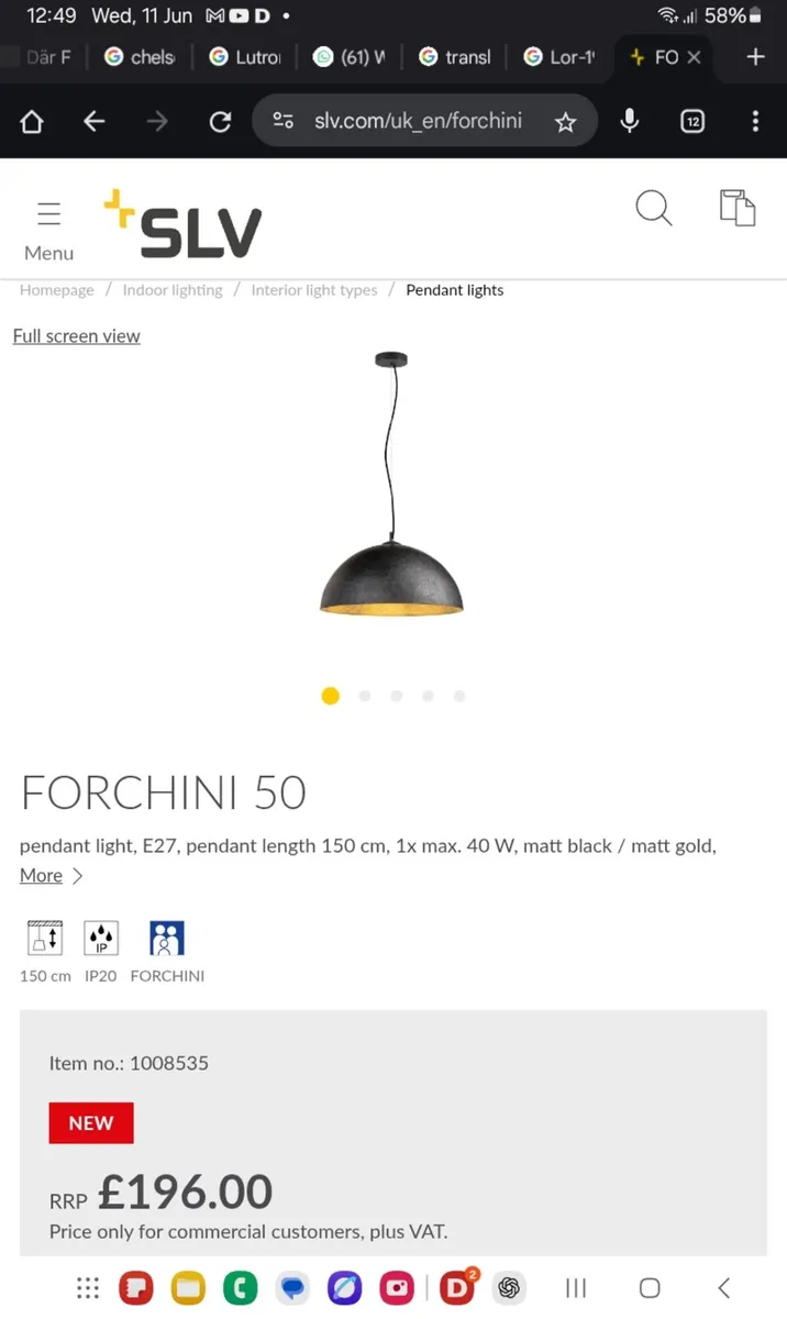 SLV Forchini  50 E27 pendant light x1 - Image 3