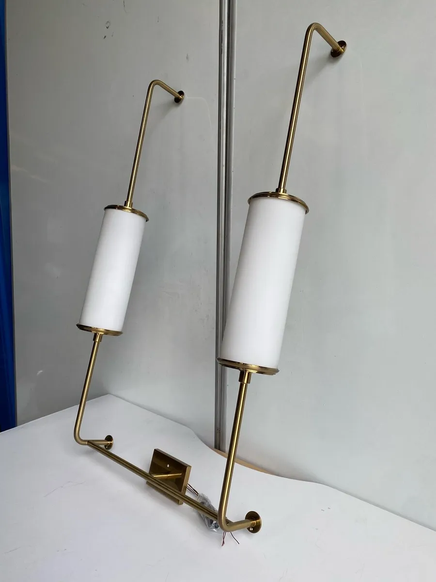 Matte Gold Wall Light with Double Glass Shade - Image 1