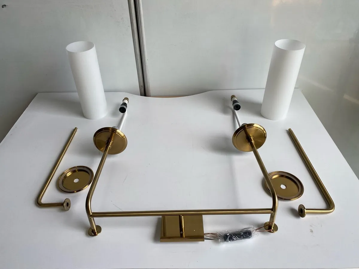 Matte Gold Wall Light with Double Glass Shade - Image 3