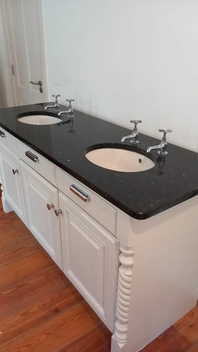 Double sink unit with 30mm deep  black granite top - Image 3