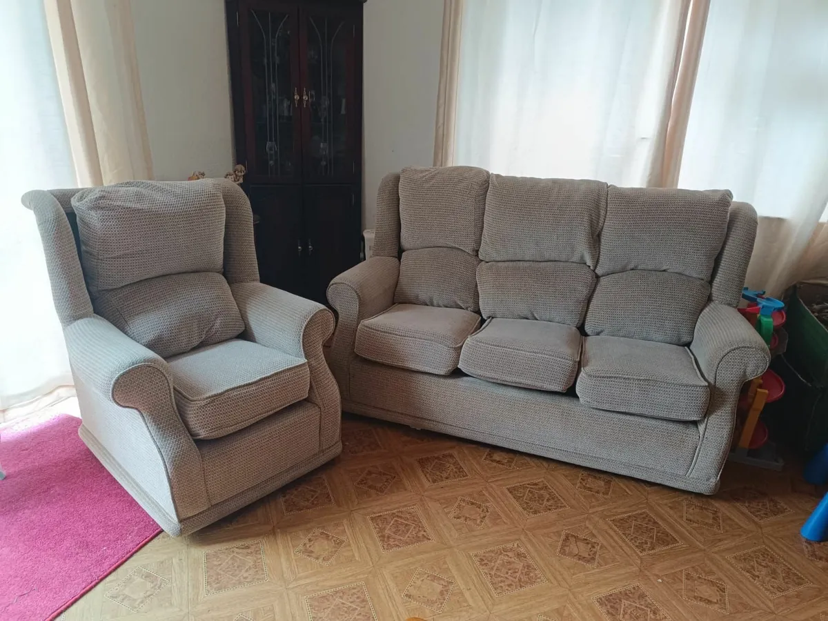 Two-Seater Couch and 2 Armchairs Set - Image 1
