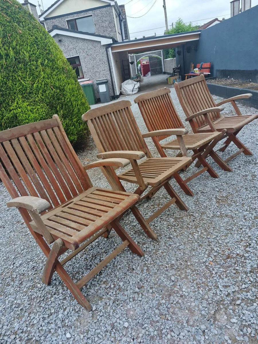 Teak garden chairs X4 - Image 1