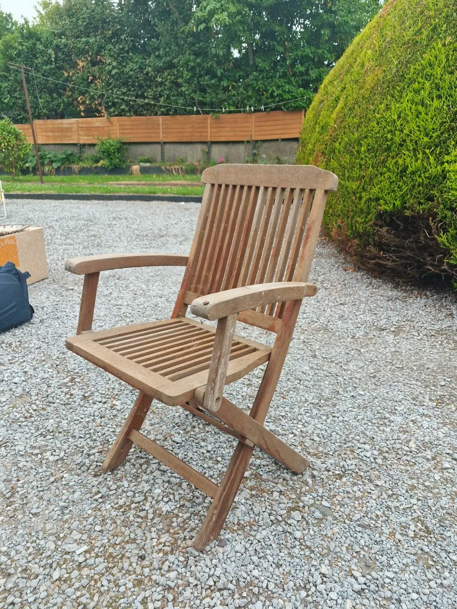 Teak garden chairs X4 - Image 2