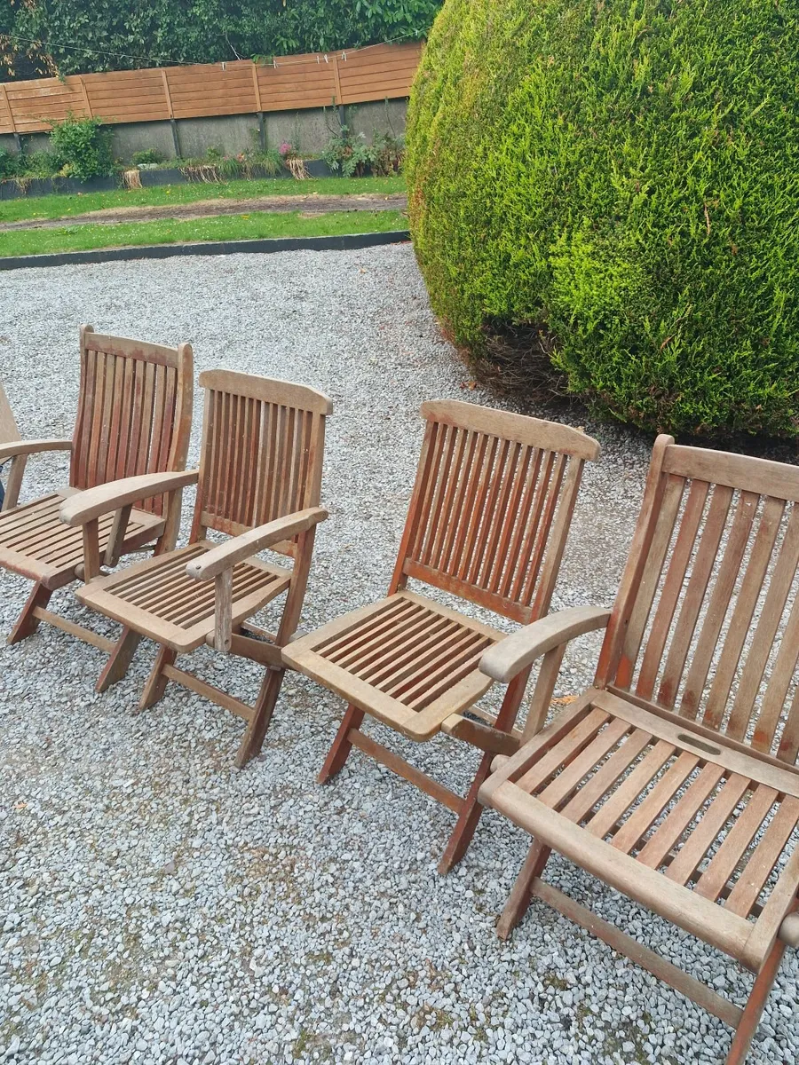 Teak garden chairs X4 - Image 3