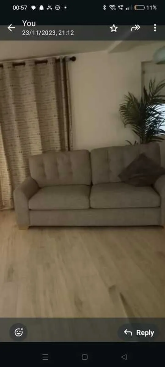 Grey 3 seater sofa and big chair - Image 1