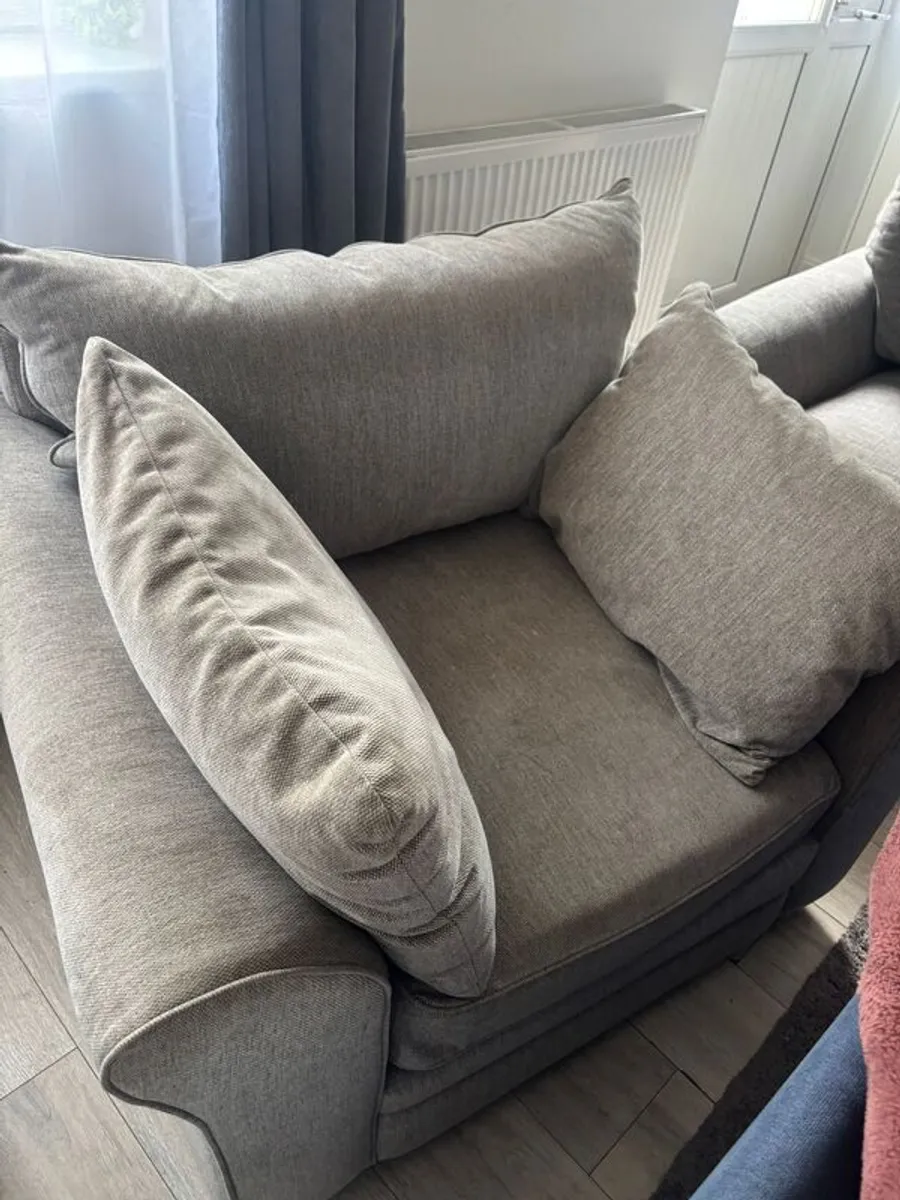 Grey 3 seater sofa and big chair - Image 2