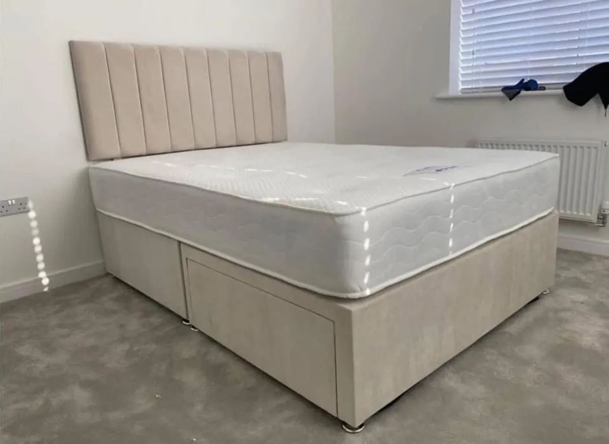 4FT QUEEN DIVAN BEDS WITH MATTRESS - Image 1