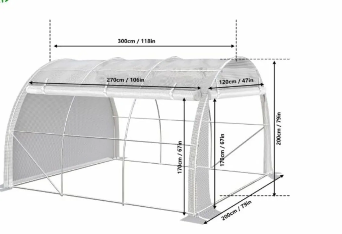 Polytunnel Greenhouse 3x2x2 m 6m² Poly Tunnels - Image 2