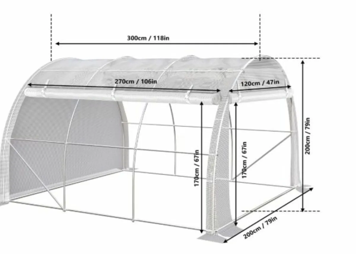 Polytunnel Greenhouse 3x2x2 m 6m² Poly Tunnels - Image 3