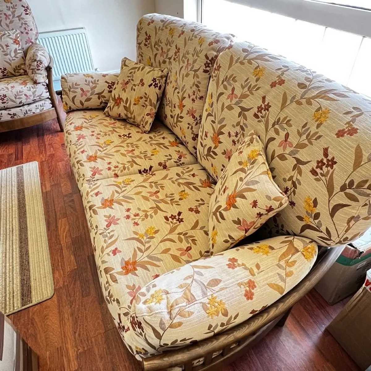 Ercol Renaissance unused three seater sofa and matching armchair like new - Image 1