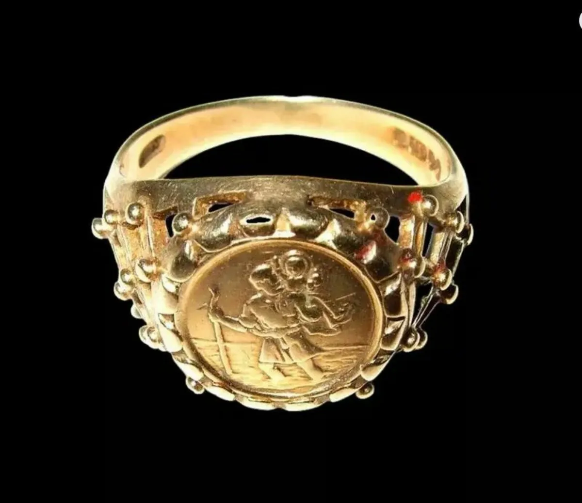 Vintage Hallmarked 9ct Gold 'St Christopher' Ring - Image 3