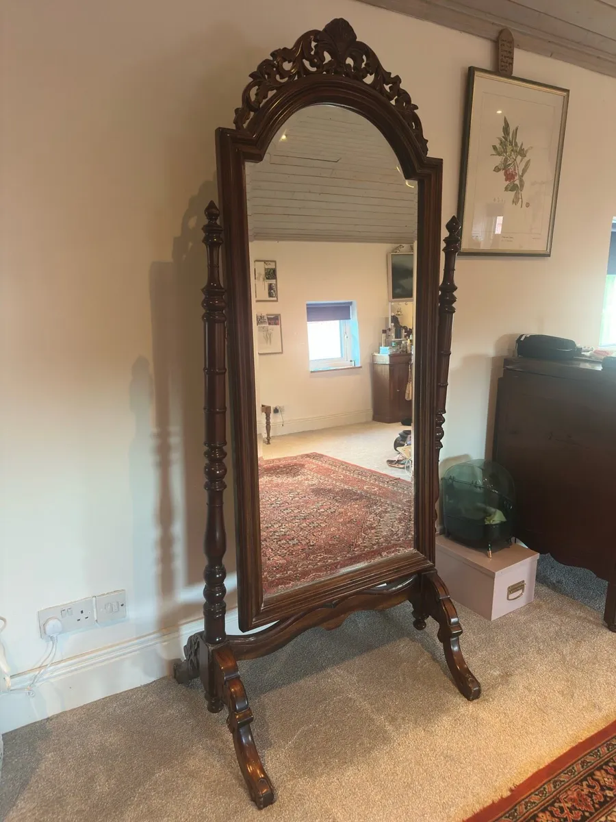 Mahogany Mirror with Stand - Image 1