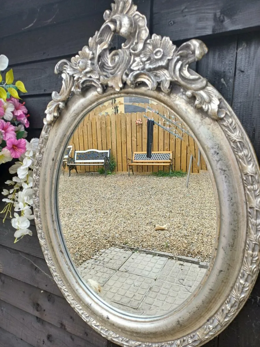 Vintage Silver Wall Mirror - Image 1