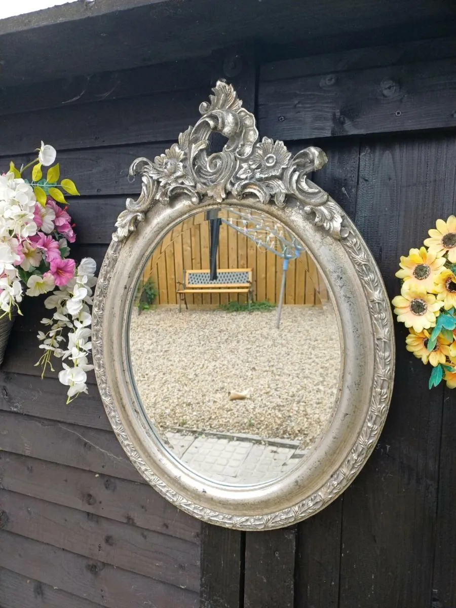 Vintage Silver Wall Mirror - Image 3