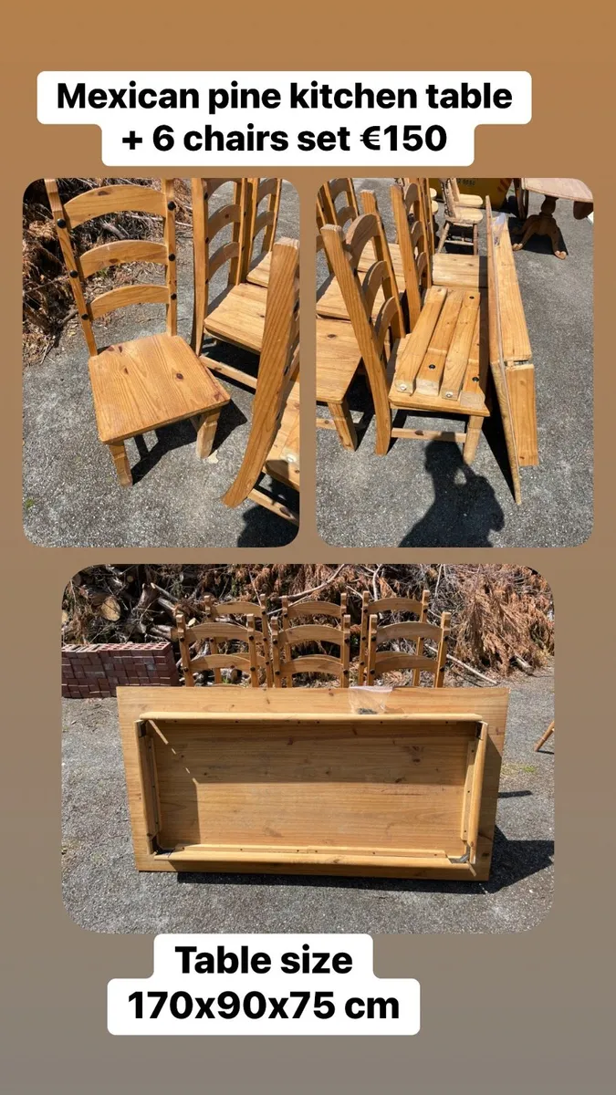 Mexican pine table + 6 chairs set €150 - Image 1