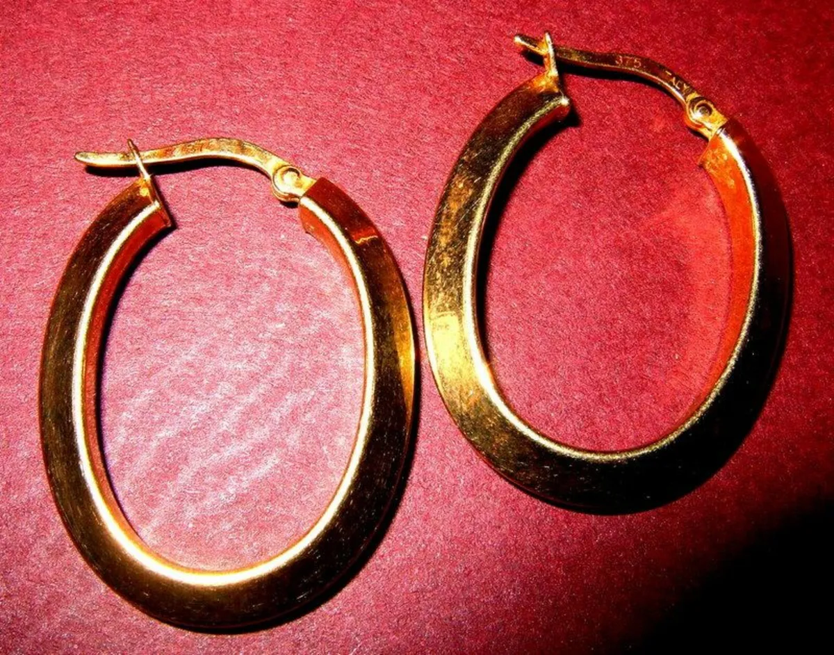 Vintage Hallmarked 9ct Gold Creole Hoops - Image 2