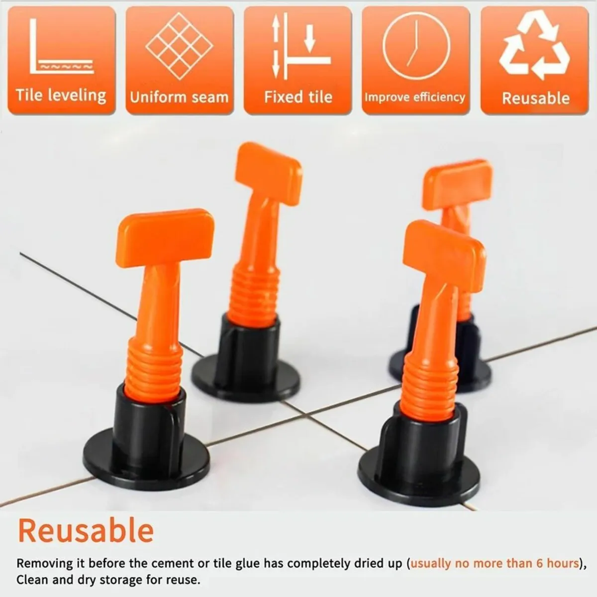 Tile Leveling System Spacers Clips Reusable - Image 4
