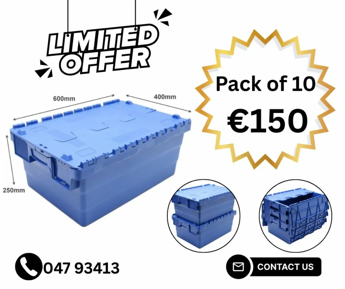 Pack of 10 - 40L heavy duty storage boxes - Image 1