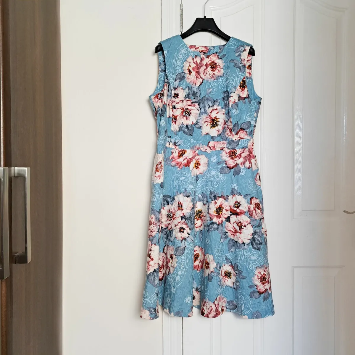 Mark & Spencer Blue Floral Midi Dress 14UK/42EU - Image 1