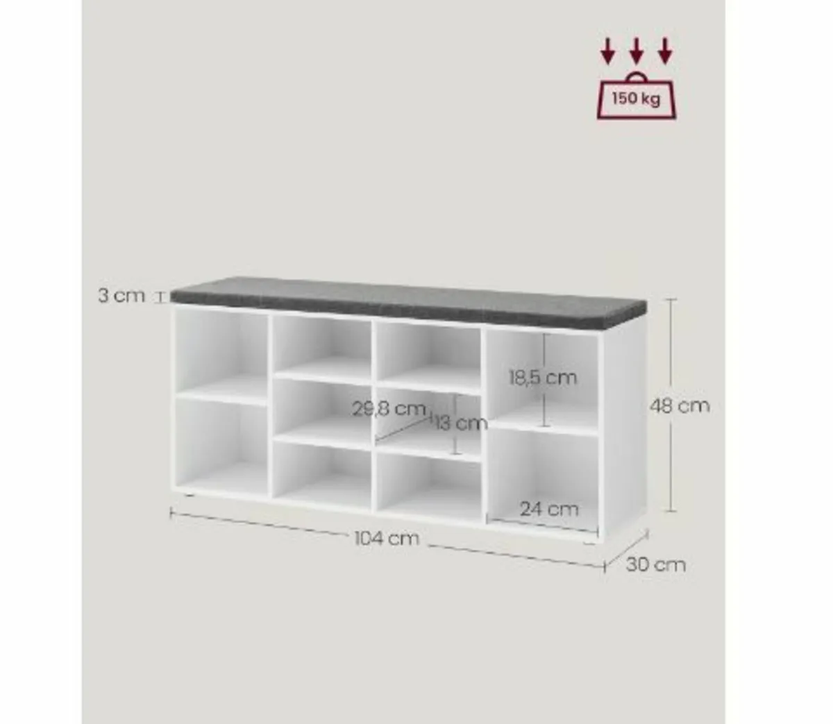 Shoe Bench, Shoe Rack with Seat - Image 3