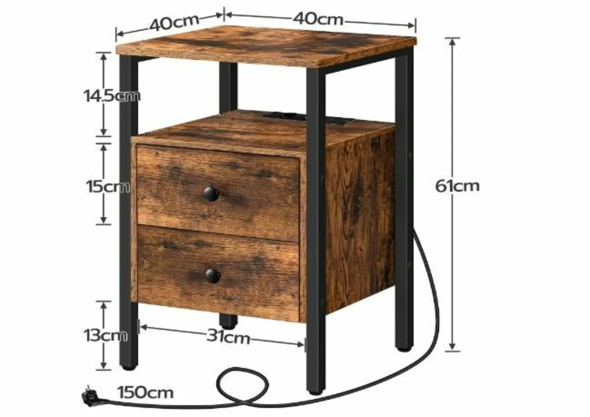 Bedside Table with Charging Station - Image 4