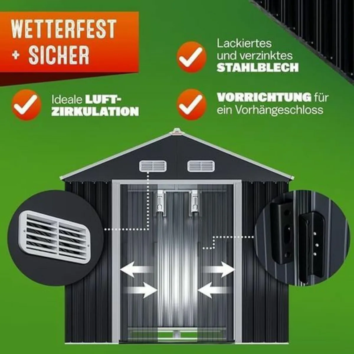 Metal Tool Shed Garden Shed Pitched Roof Metal Bas - Image 3