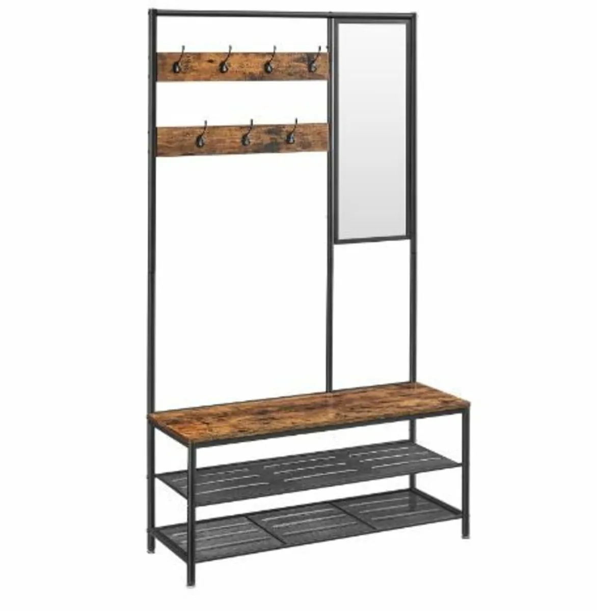 Coat Rack with Hooks Mirror Bench - Image 4