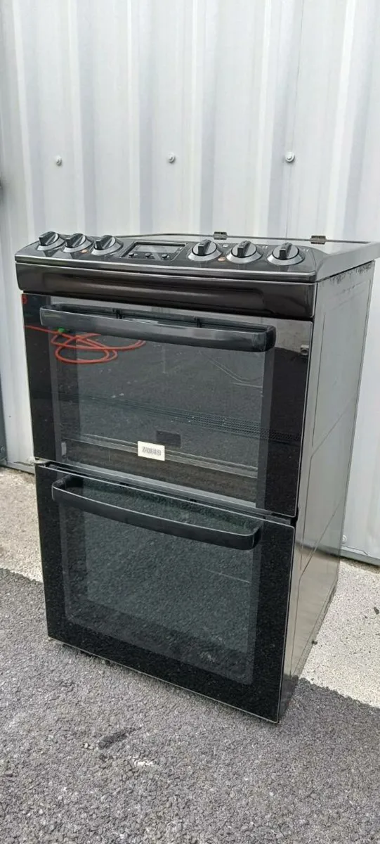 Zanussi 55cm Double Oven Electric Cooker In Black - Image 1