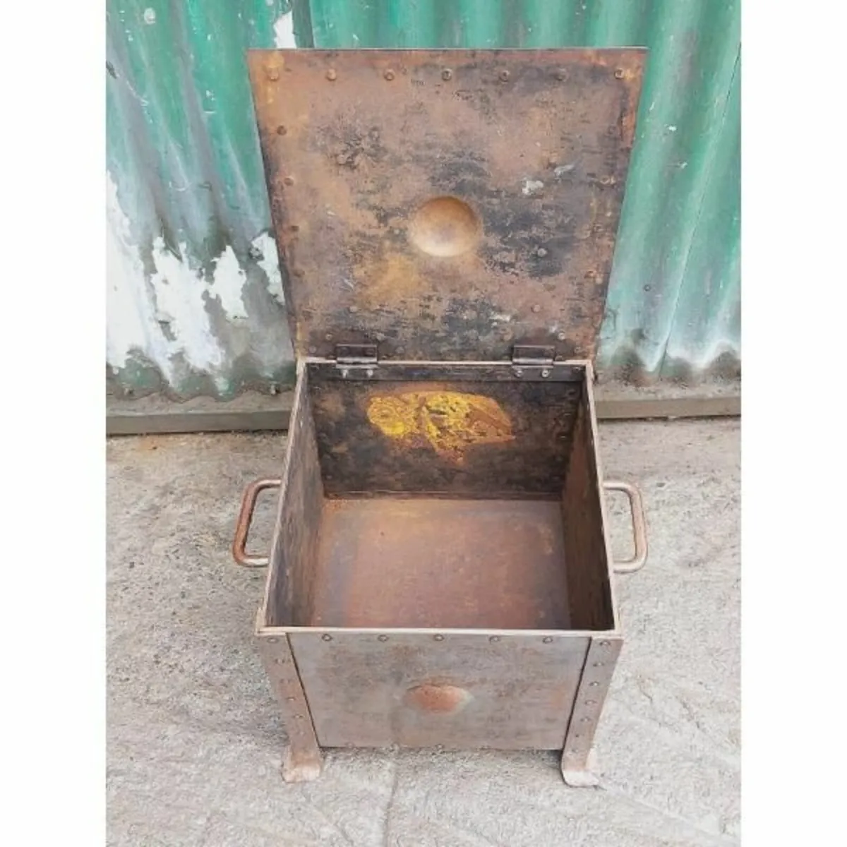 Antique Riveted Metal Coal Box – KAS439 - Image 4