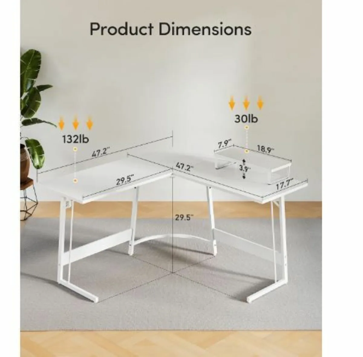 Gaming Table Corner Desk 120 x 120 cm - Image 3