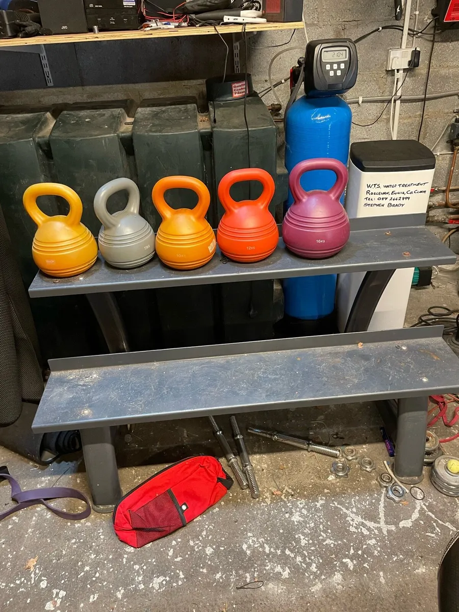 Equipment Bench with Kettle Bells - Image 1