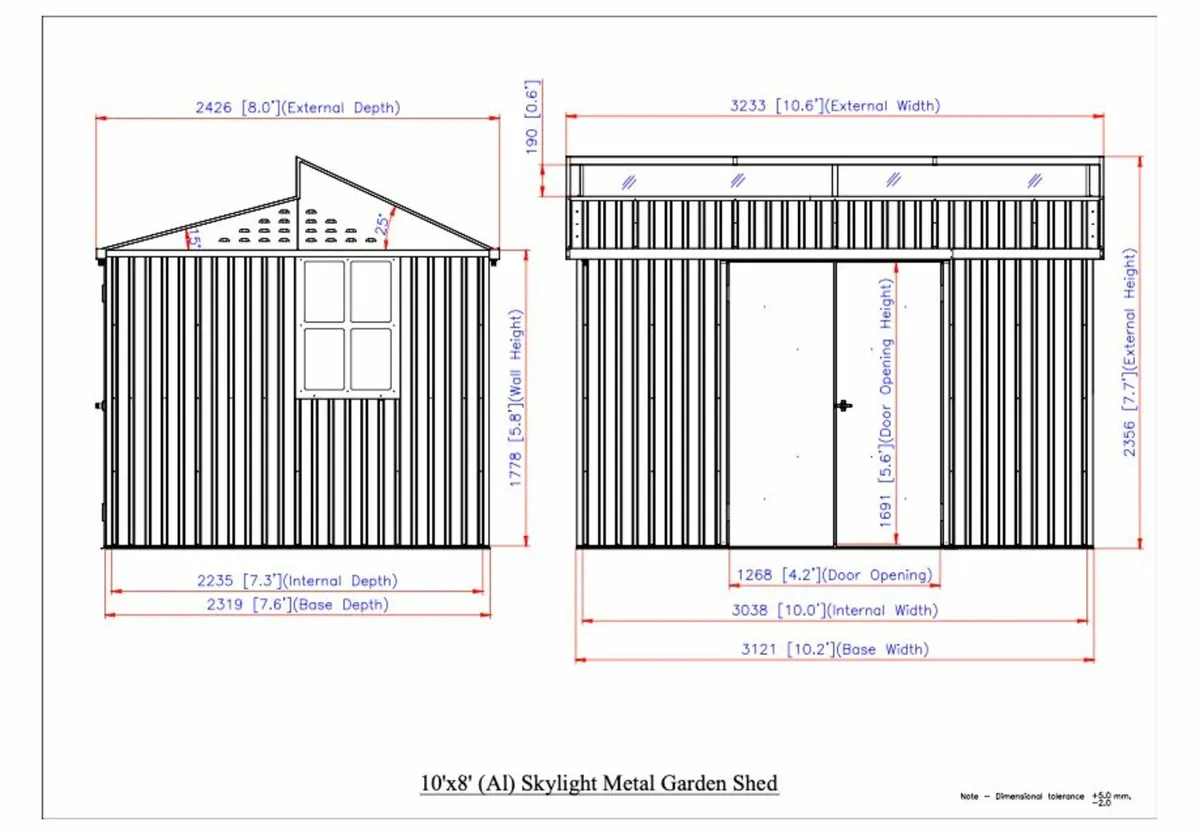 Aluminium Sheds 10x8 with Roof Skylight Feature - Image 4